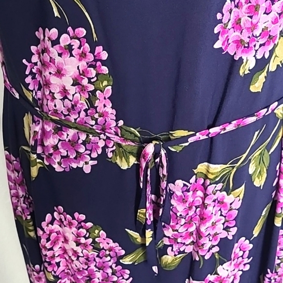 Expressions Sleeveless Maxi- Dress, Navy with Purple Flowers, Size 18 - Picture 7 of 9